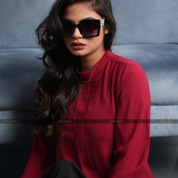 Chic Maroon High-Neck Blouse